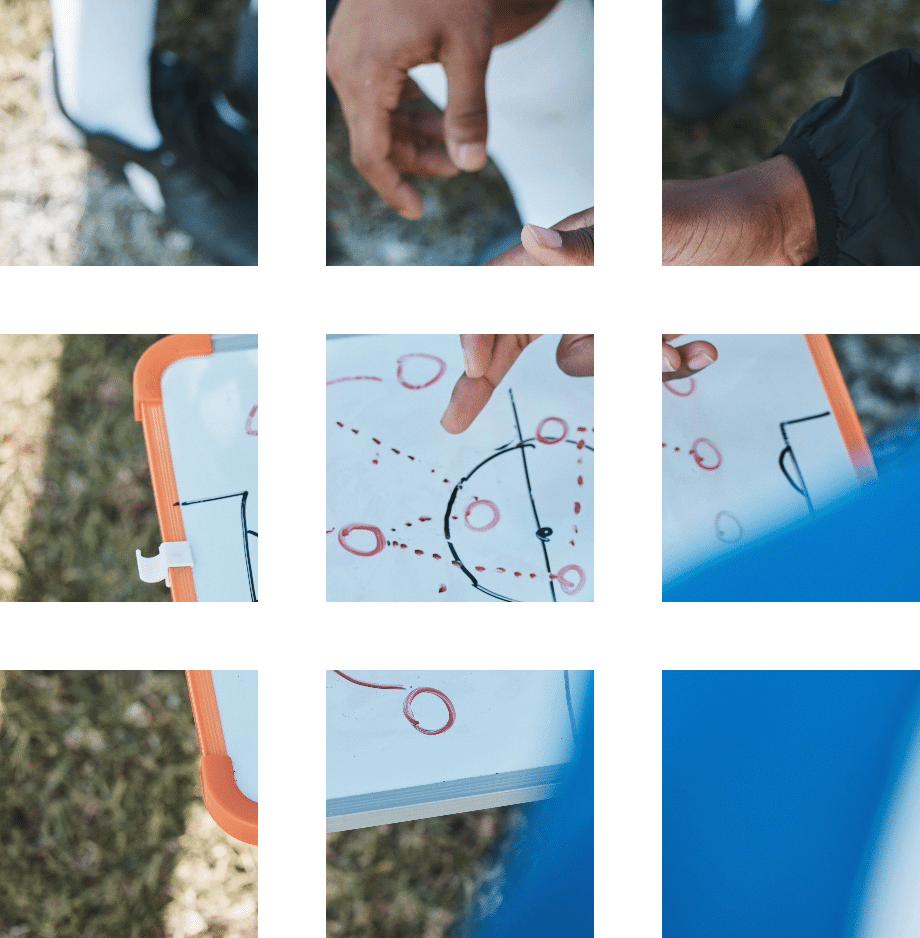 Grid overlay on image of coach